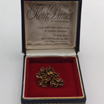 Flora Danica Danish silver &amp; gold leaf in original box