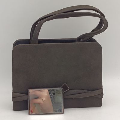 Evening bag made in Spain with mirror and diamante clips very good condition colour - Black