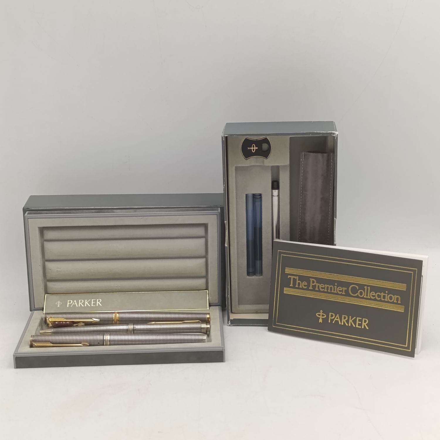 Parker Premium Collection Sterling pen and pencil set with fountain pen and 18kt nib - in box with paperwork