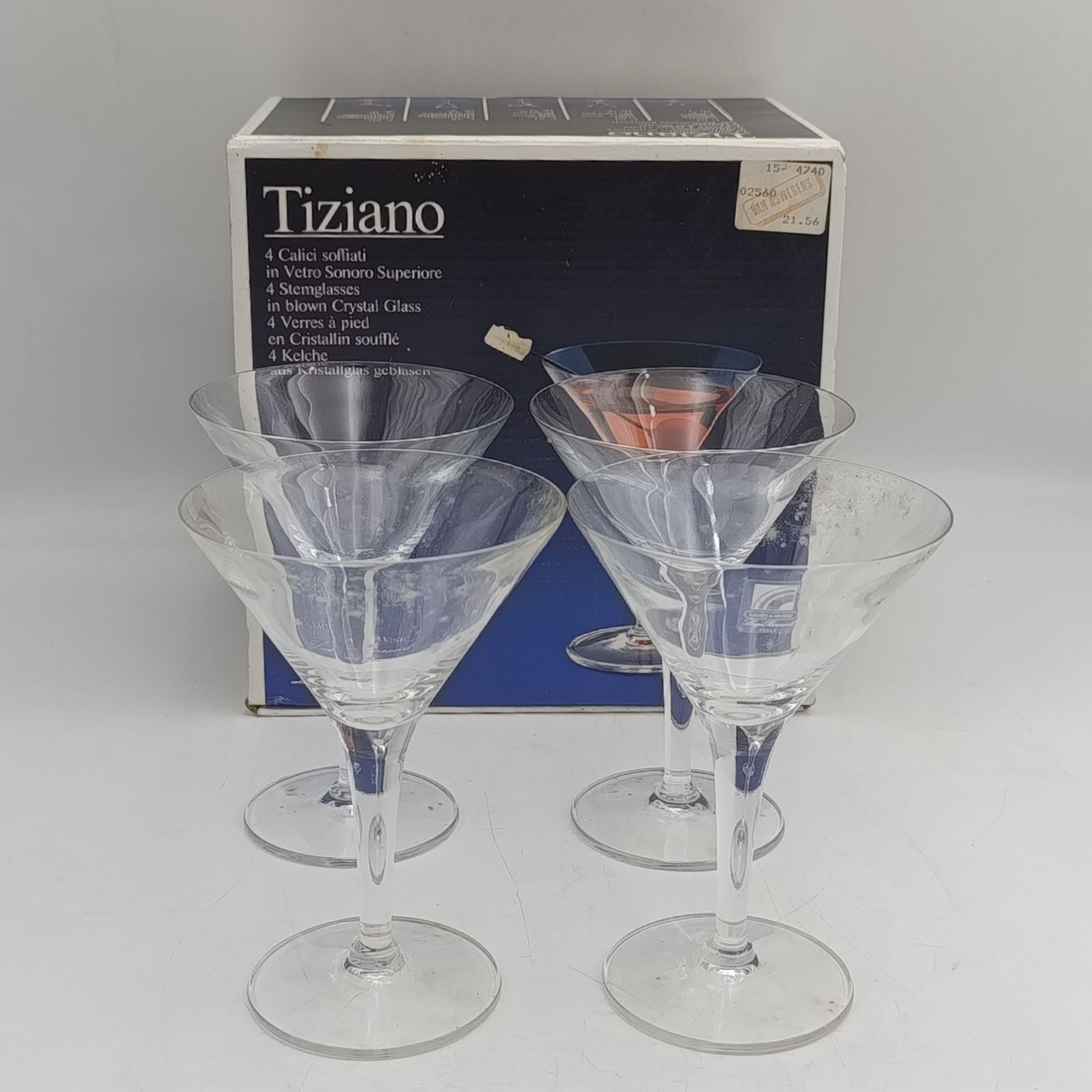 Set of 4 Tiziano martini glasses in box