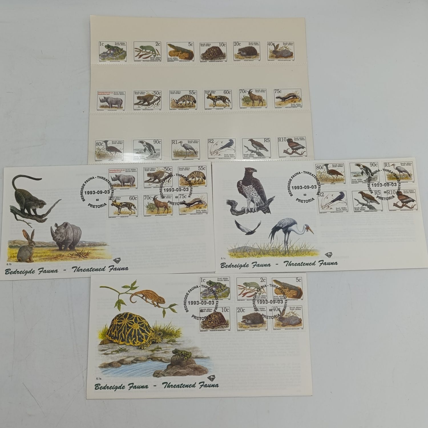 South Africa Threatened Fauna mint stamp and first day cover set