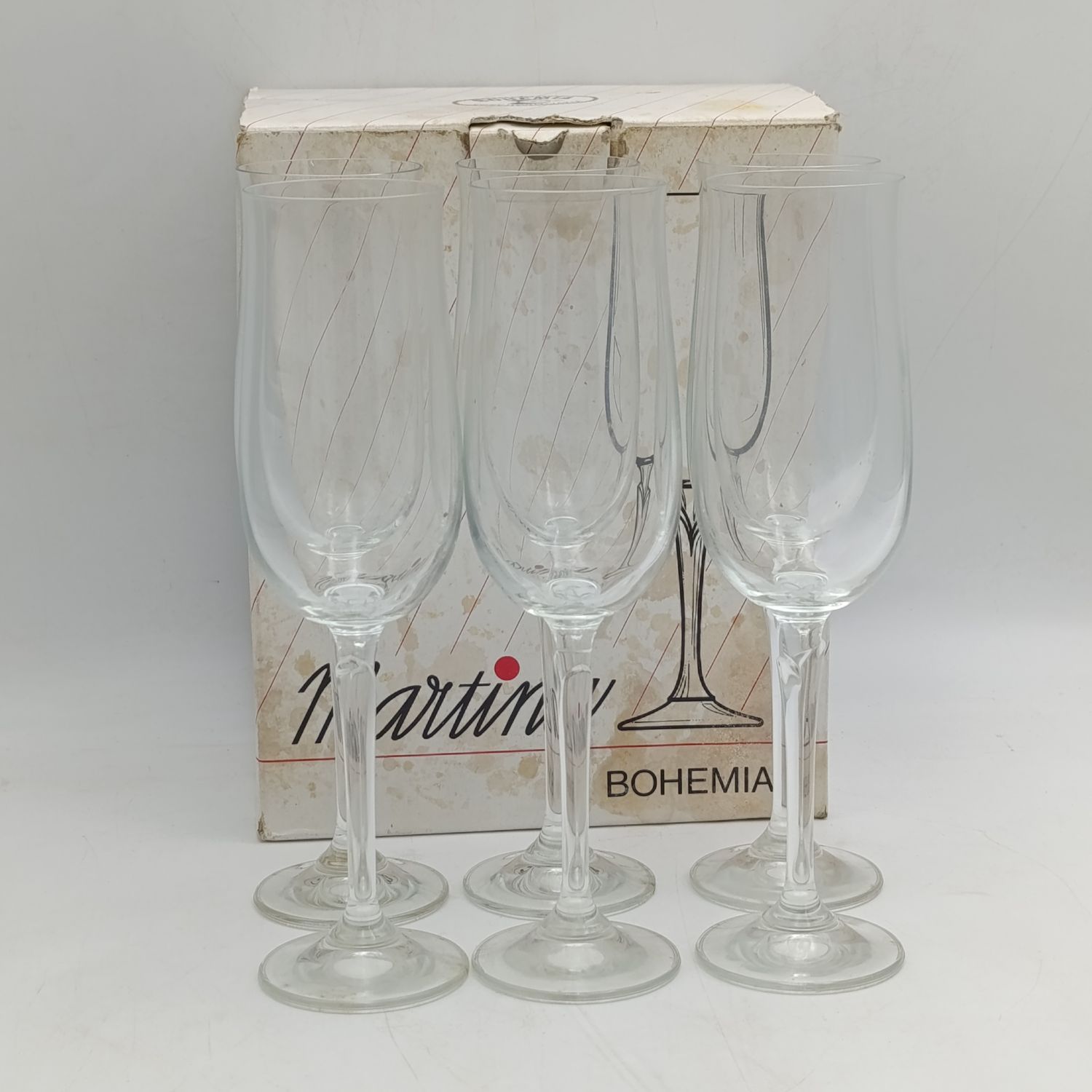 Set of 6 Martina Bohemia Champagne Crystal glasses