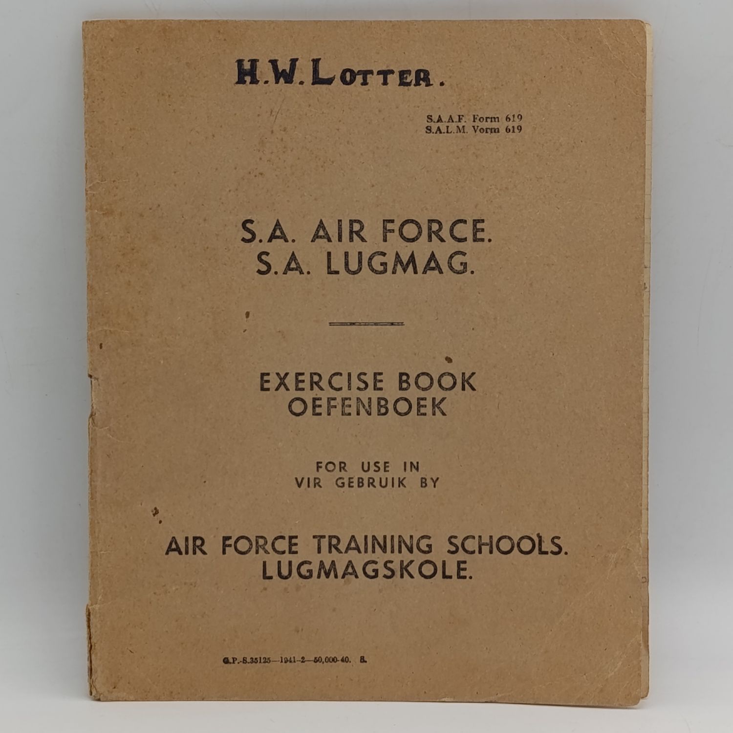 Vintage SAAF Excercise book - used in training