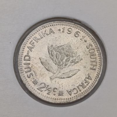 Set of RSA 1961 to 1964 silver 2 1/2 cent tickeys - uncirculated