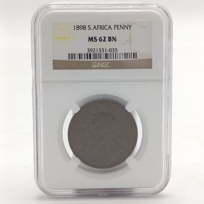 1898 ZAR Kruger Penny graded MS62 BN by NGC