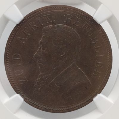 1898 ZAR Kruger Penny graded MS62 BN by NGC