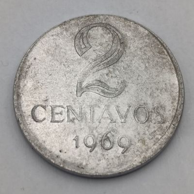 1969 Brazilian 2 Centavos coin struck off-centre