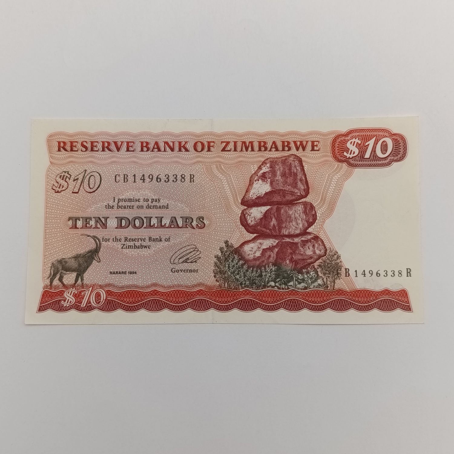 Zimbabwe 1994 Harare $10 Pick 3e uncirculated banknote