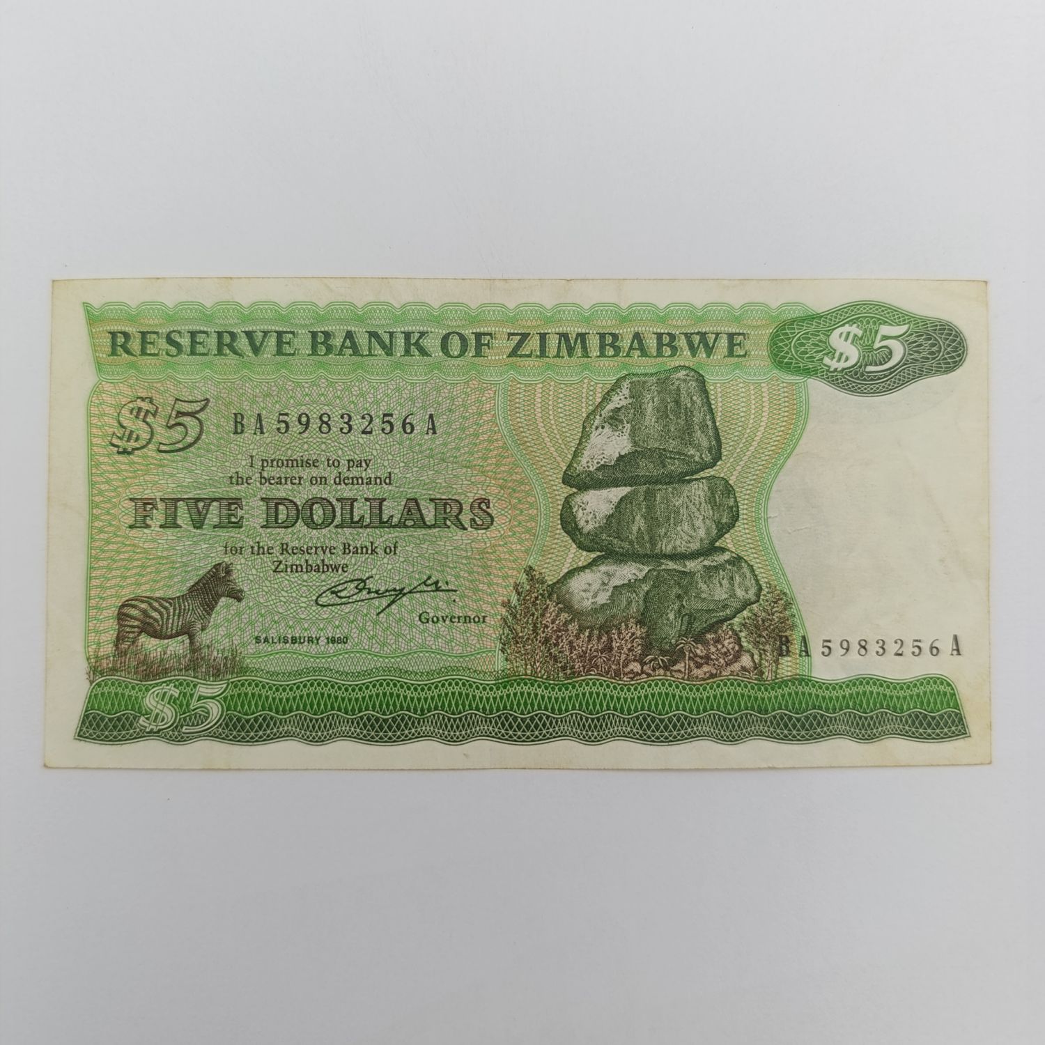 Zimbabwe 1980 Pick 2a - banknote XF middle fold