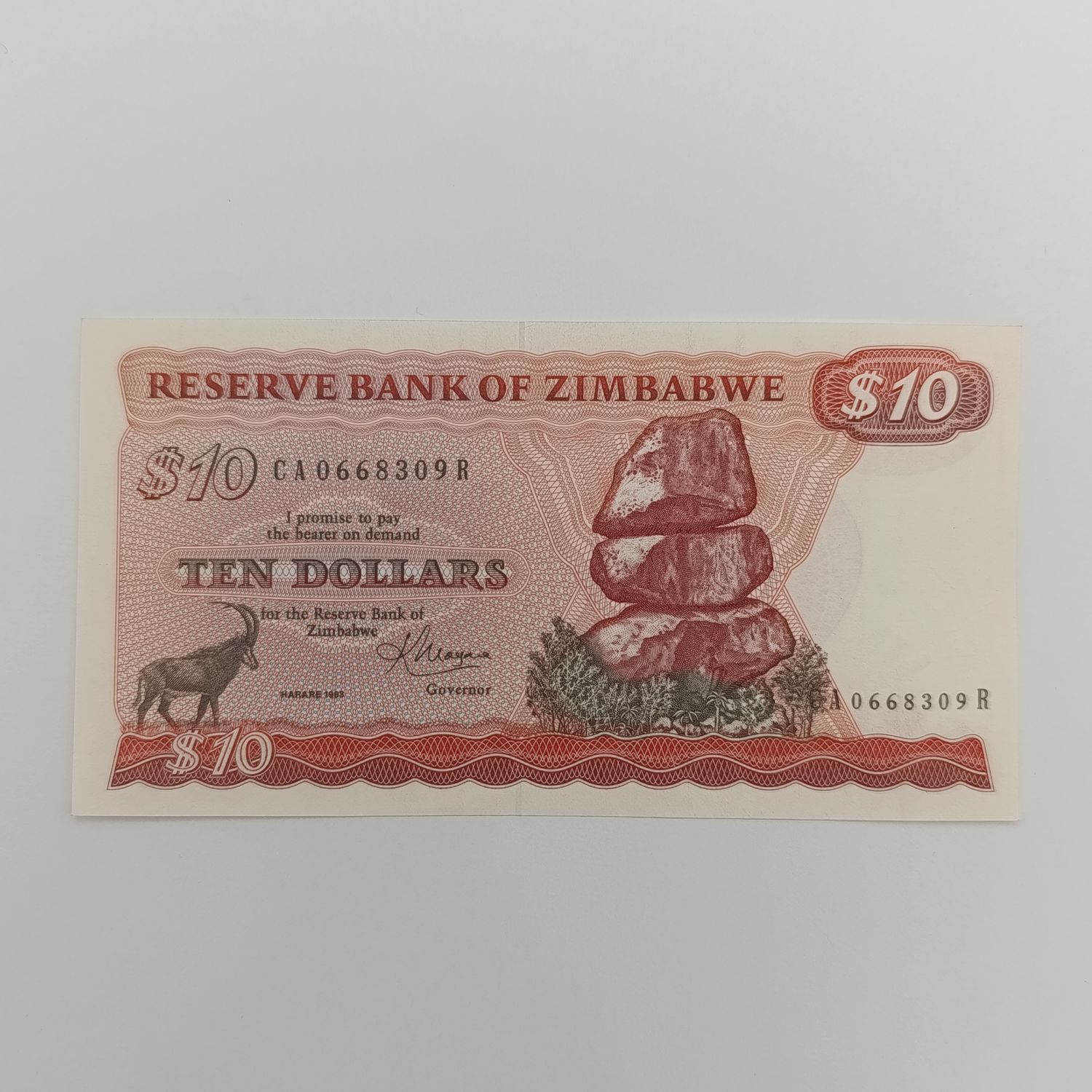 Zimbabwe $10 banknote Harare 1983 uncirculated