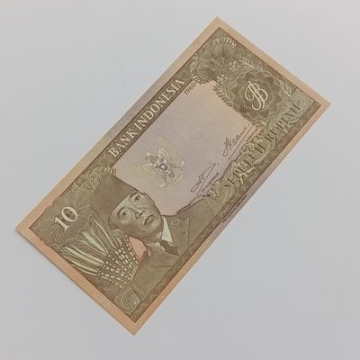 Indonesia 10 Rupiah banknote dated 1960 uncirculated