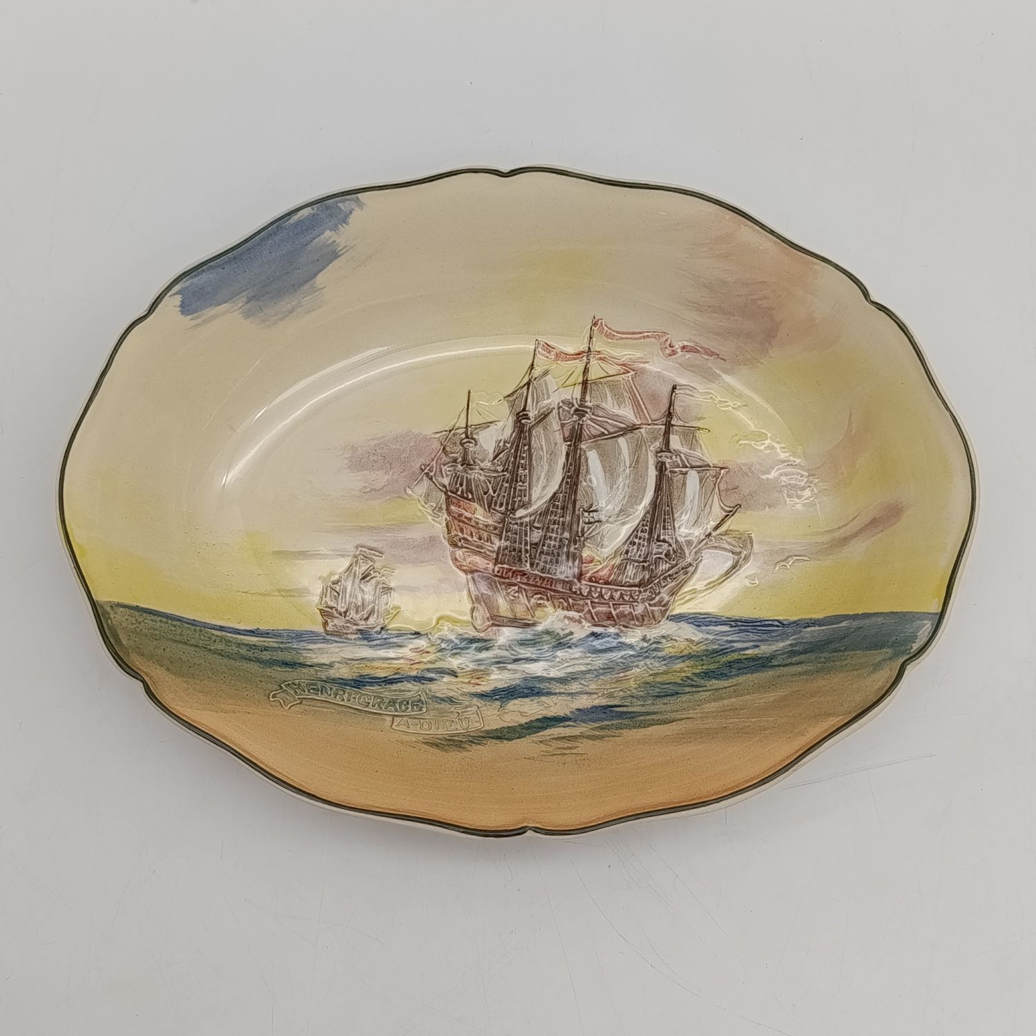Royal Doulton Famous Ships &quot;The Henri grace a dieu&quot; oval porcelain bowl