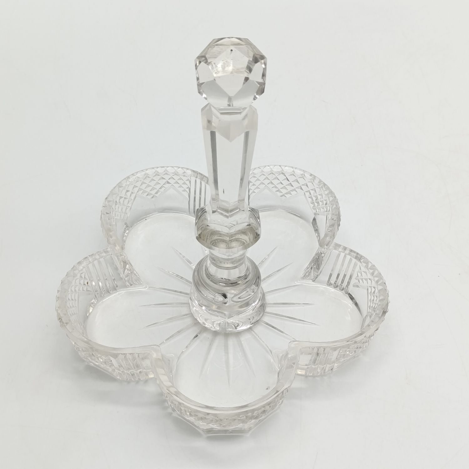 Antique crystal stick bon-bon dish - very small chips  on - sharp edges
