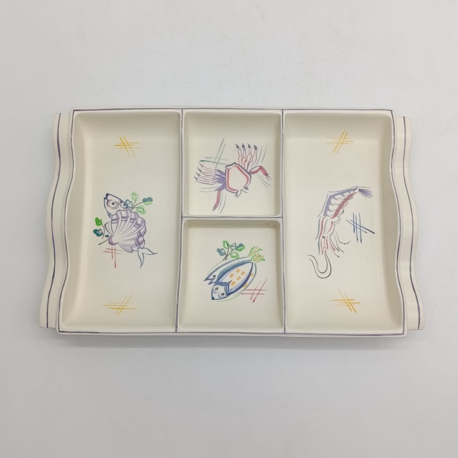 Vintage Poole Pottery Hors d&#39;oeuvres serving dish for seafood