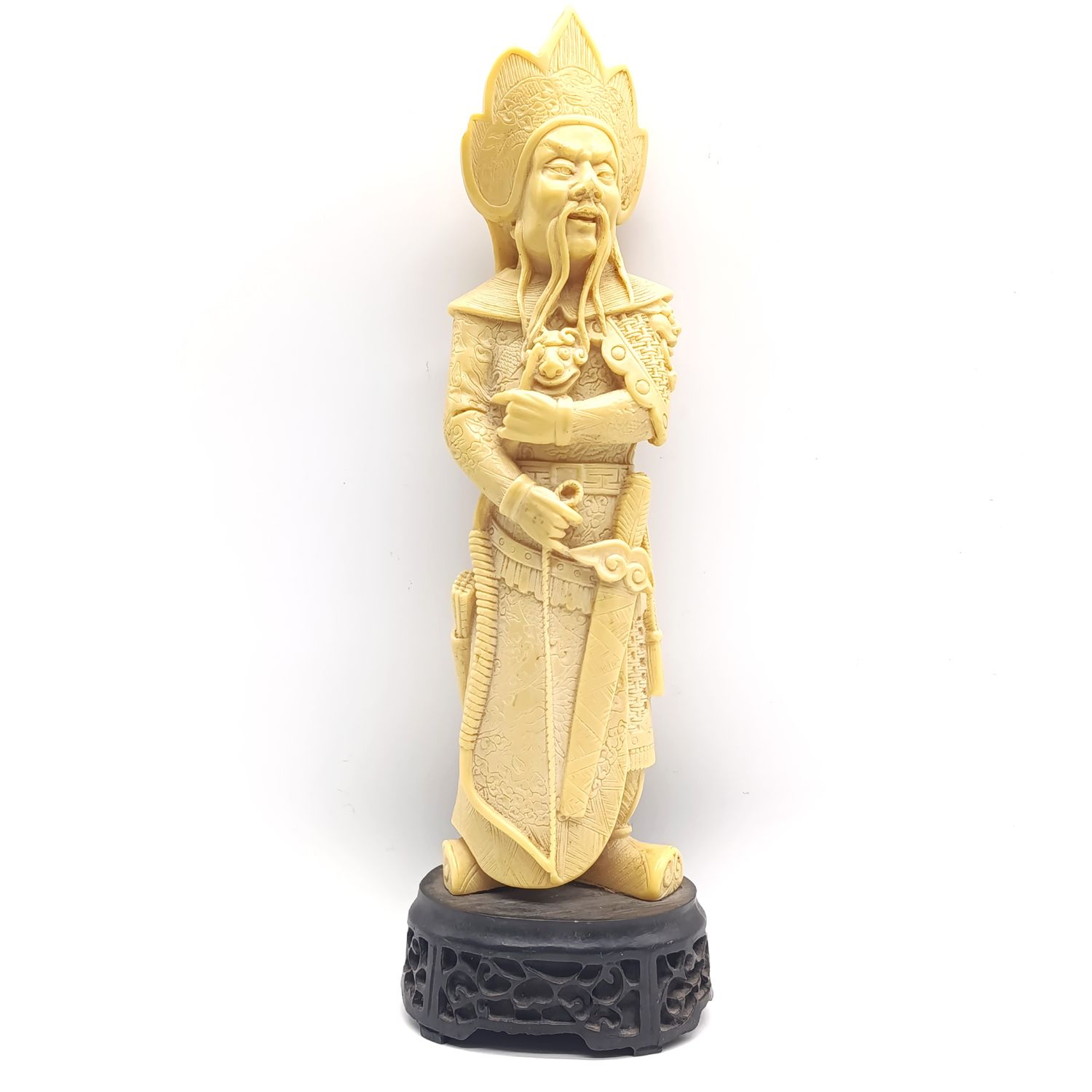 Chinese warrior statue on reconstituted wooden base