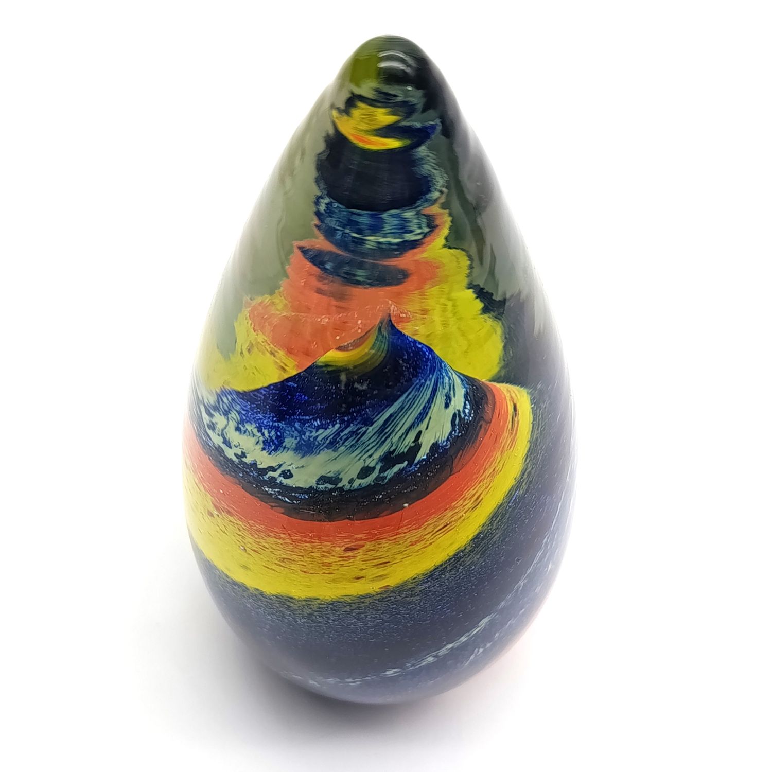 Vintage glass paperweight with colourful spiral