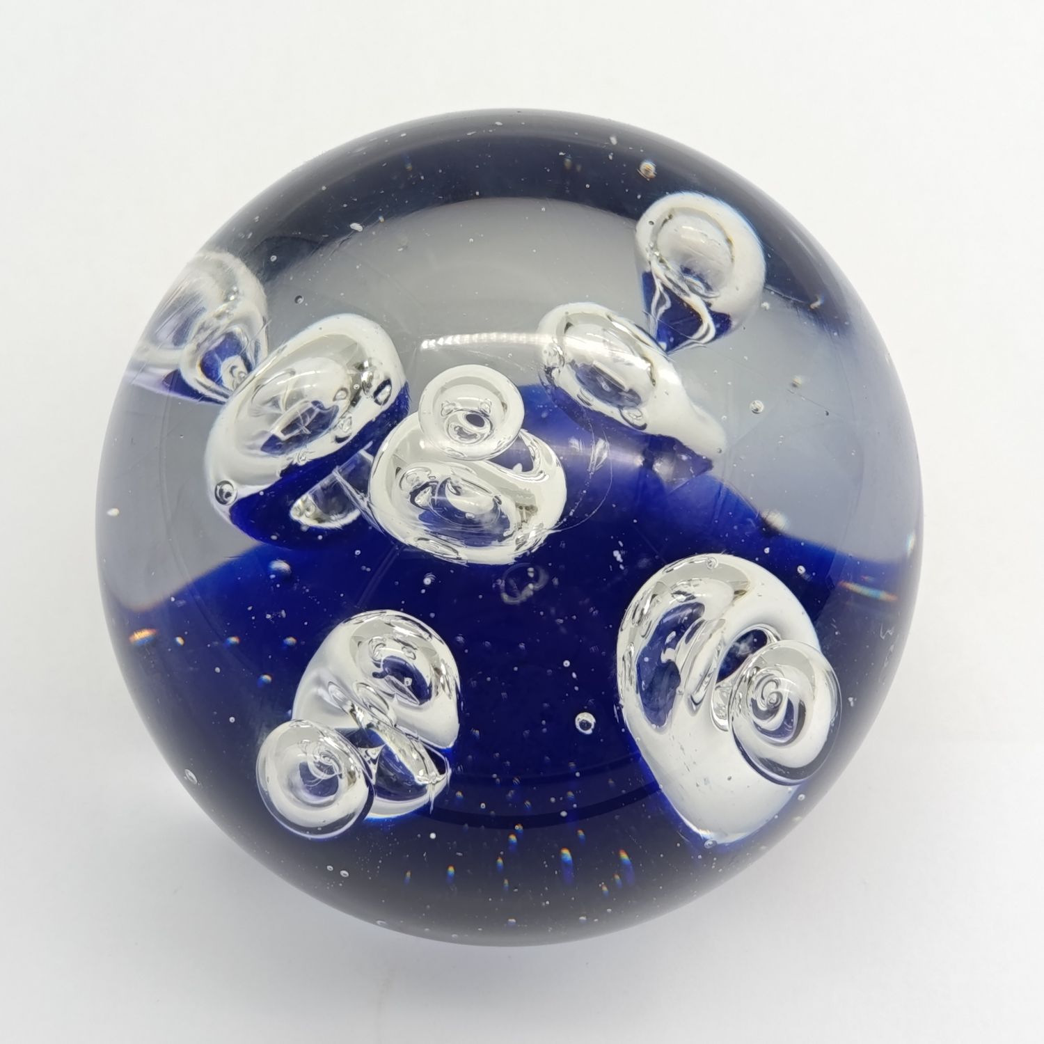 Vintage glass Paperweight with halo and drop designs inside