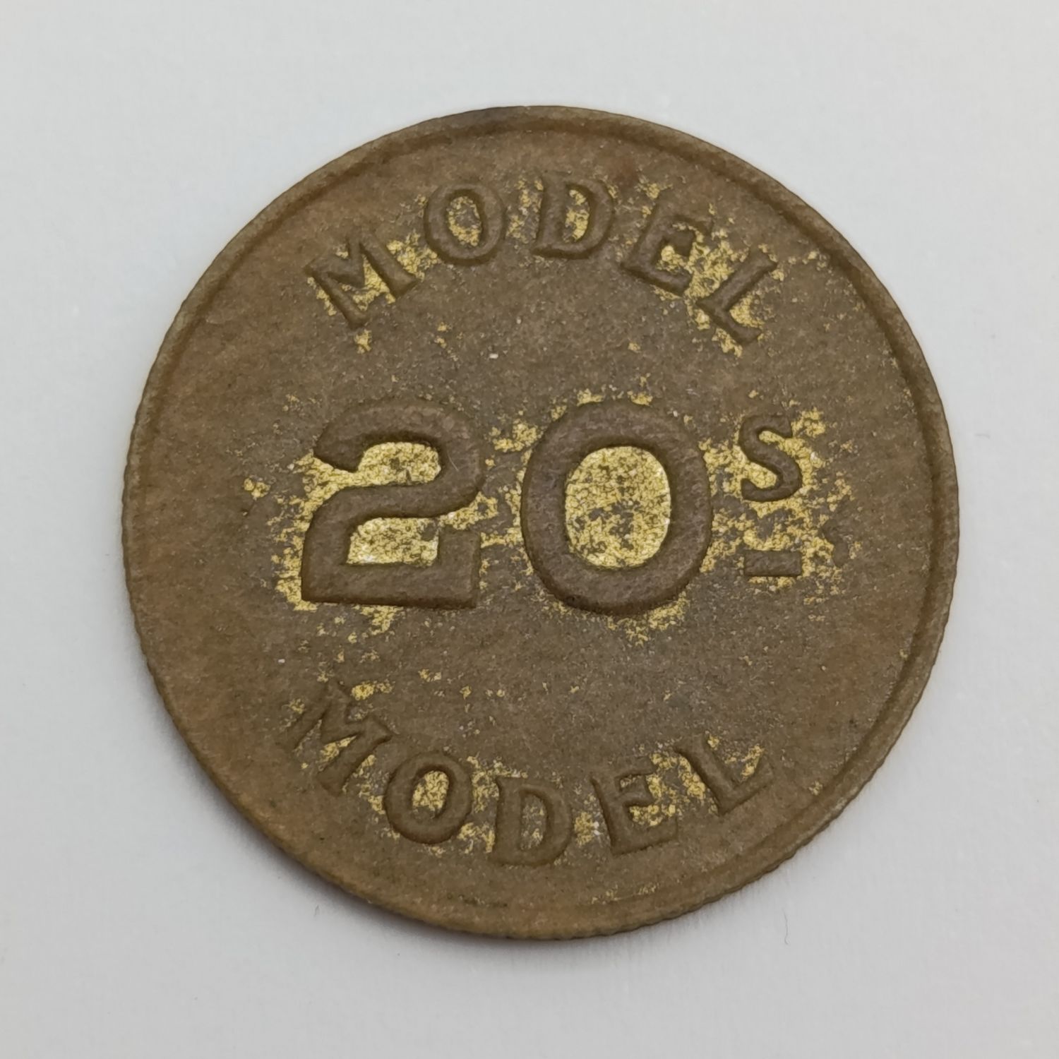 SA Union Schools&#39; token money, used for teaching 608a, 20/- fibre coin Hern&#39;s 230