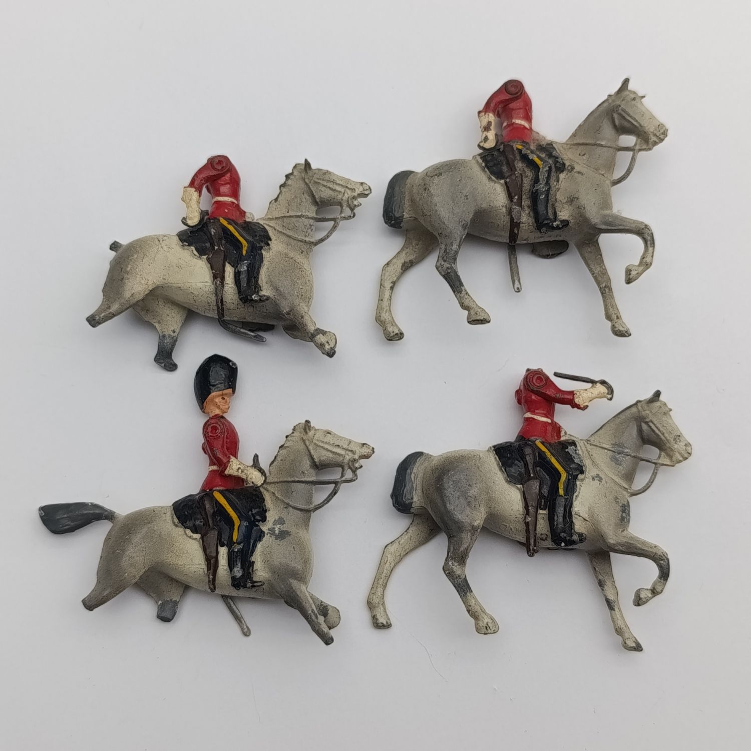 Lot of 4 vintage Britain&#39;s Ltd cavalry lead soldiers - damaged