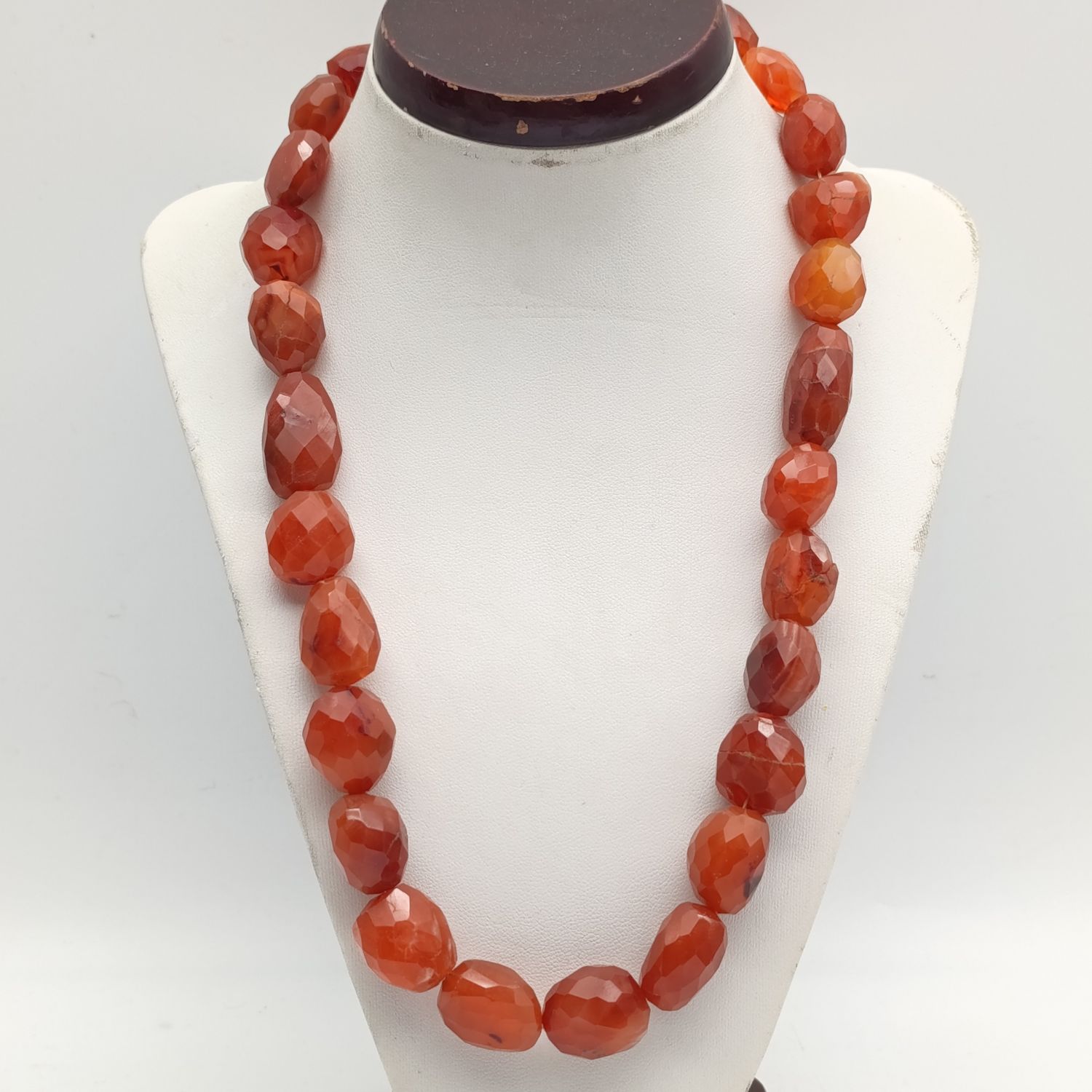 Orange Carnelian faceted stone vintage necklace