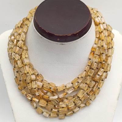 Vintage yellow citrine necklace - 100's of stones