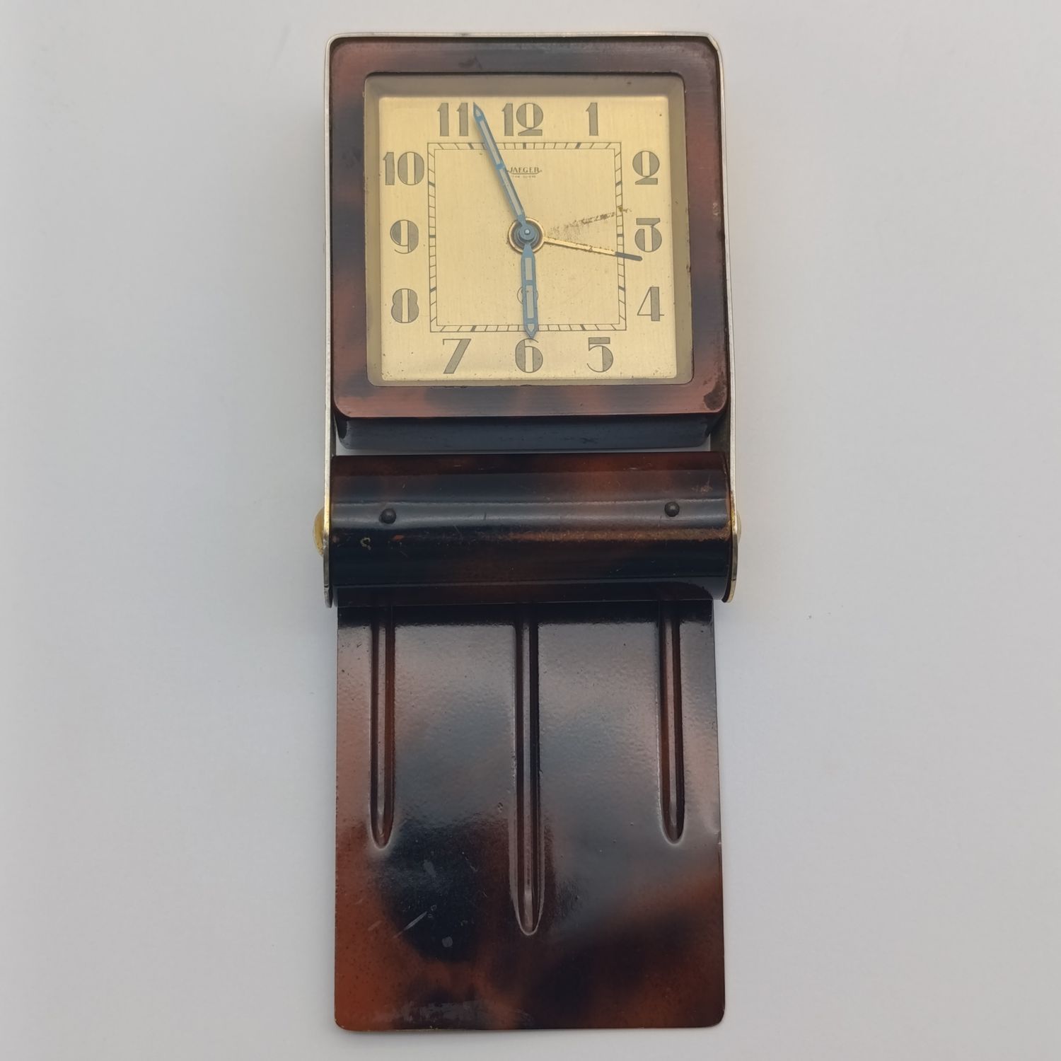 Antique Jaeger Lecoultre Art deco 2-day travelling alarm clock - working