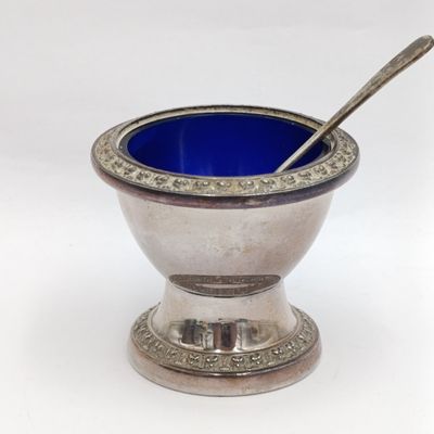 Vintage Silver-plated Mustard pot with spoon