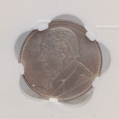 1897 ZAR Kruger silver one shilling graded AU53 by SANGS