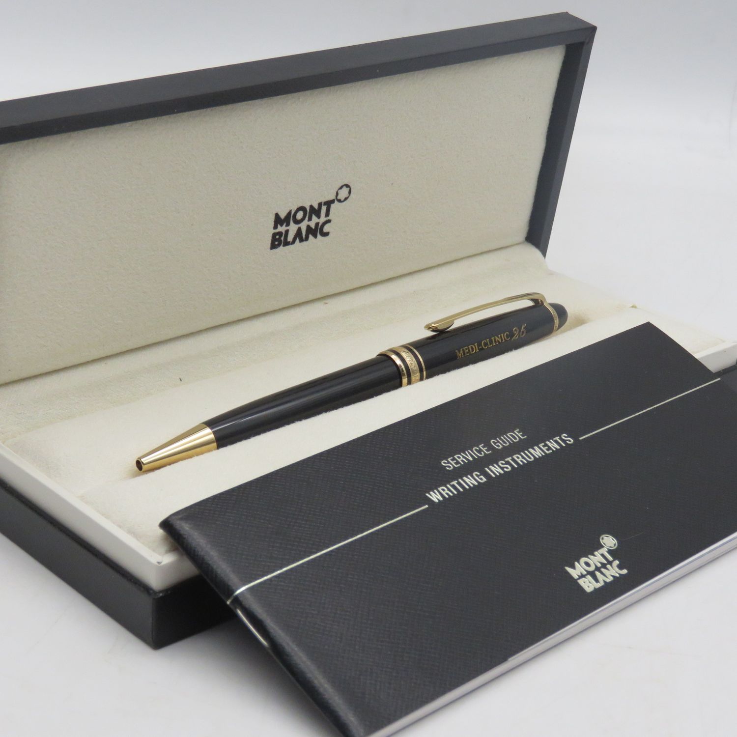 Mont Blanc Meisterstuck roller ball pen with Medi-Clinic 25 engraving in box with booklet - serial YR1379254