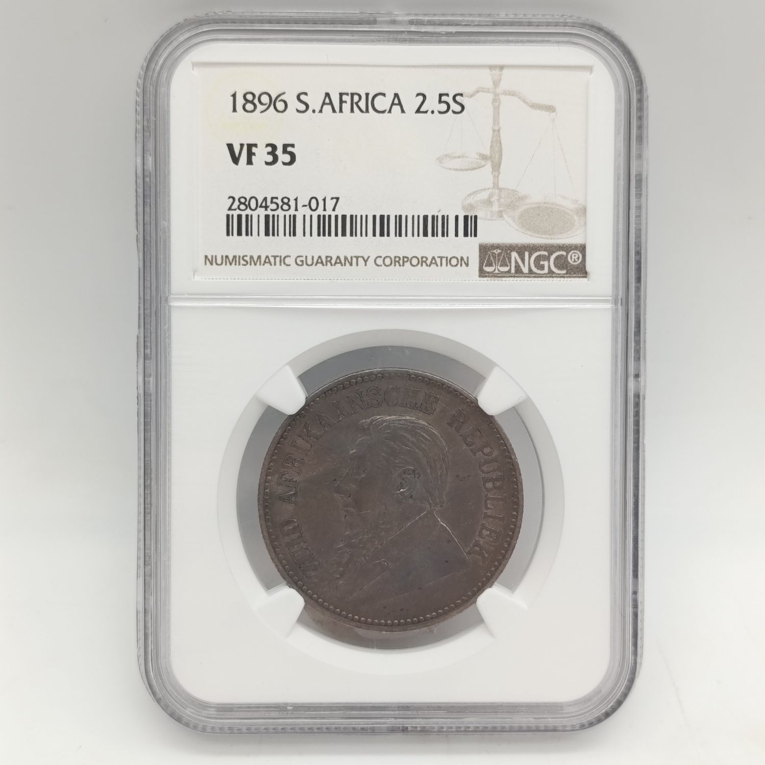 1896 ZAR Kruger silver 2 1/2 shilling half crown graded VF35 by NGC