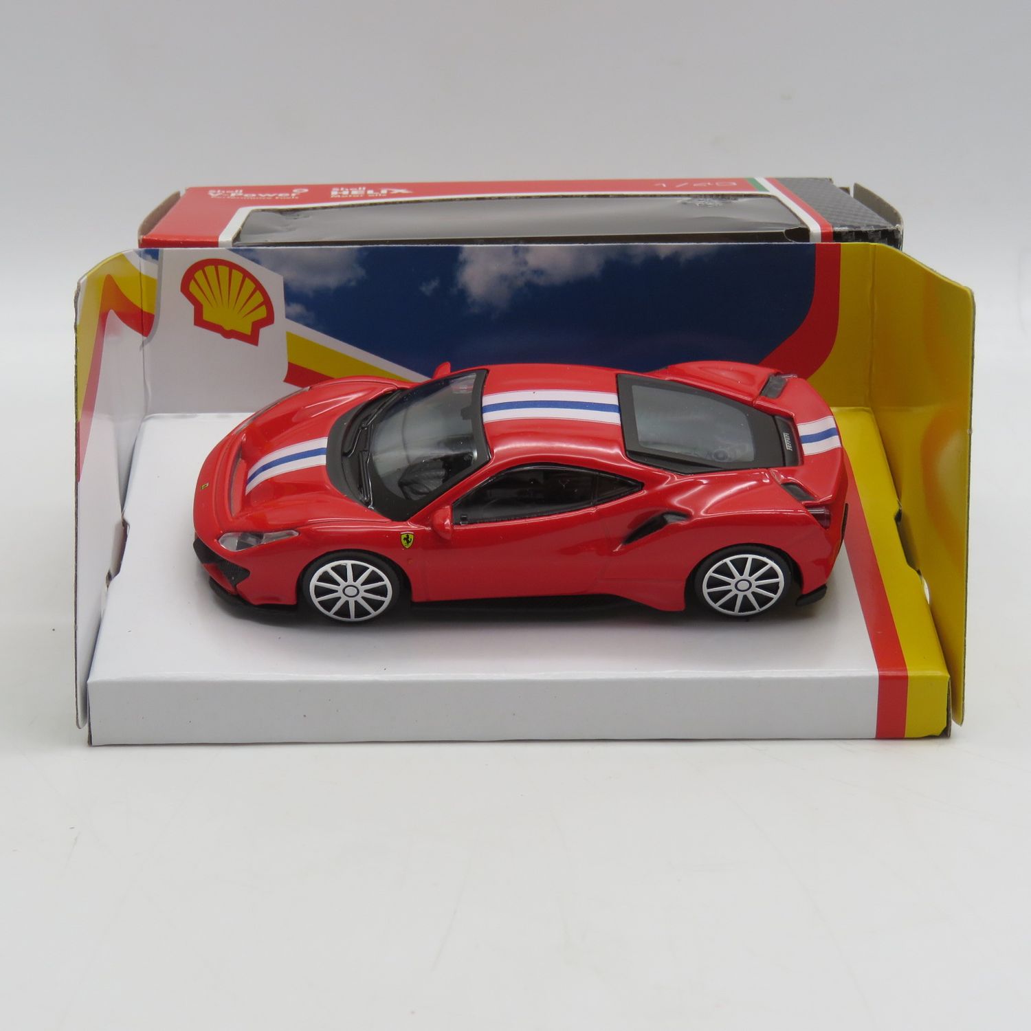Bburago Shell V-Power Ferrari 488 Pista die-cast model car in box