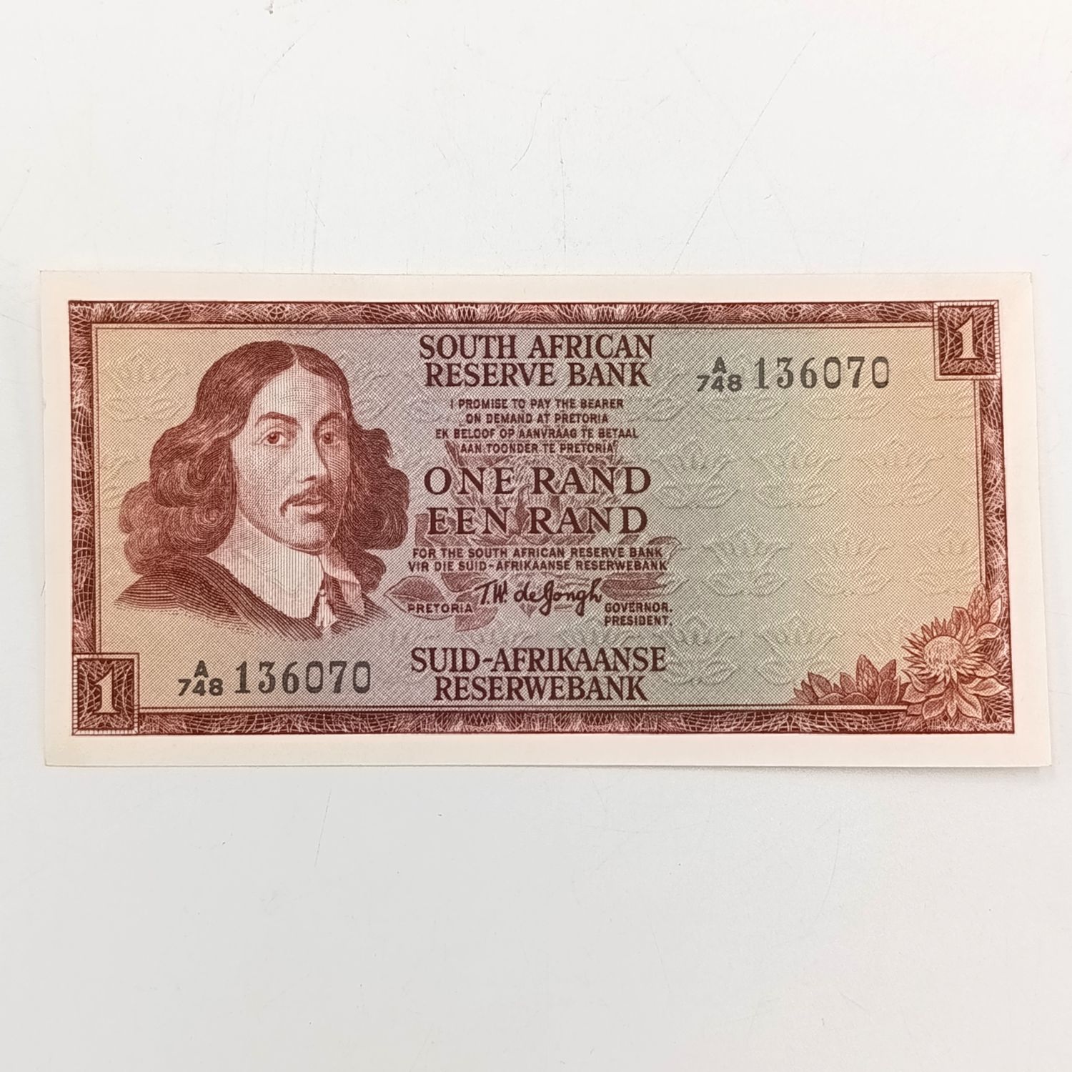 1972 TW de Jongh large R1 - uncirculated springbok watermark
