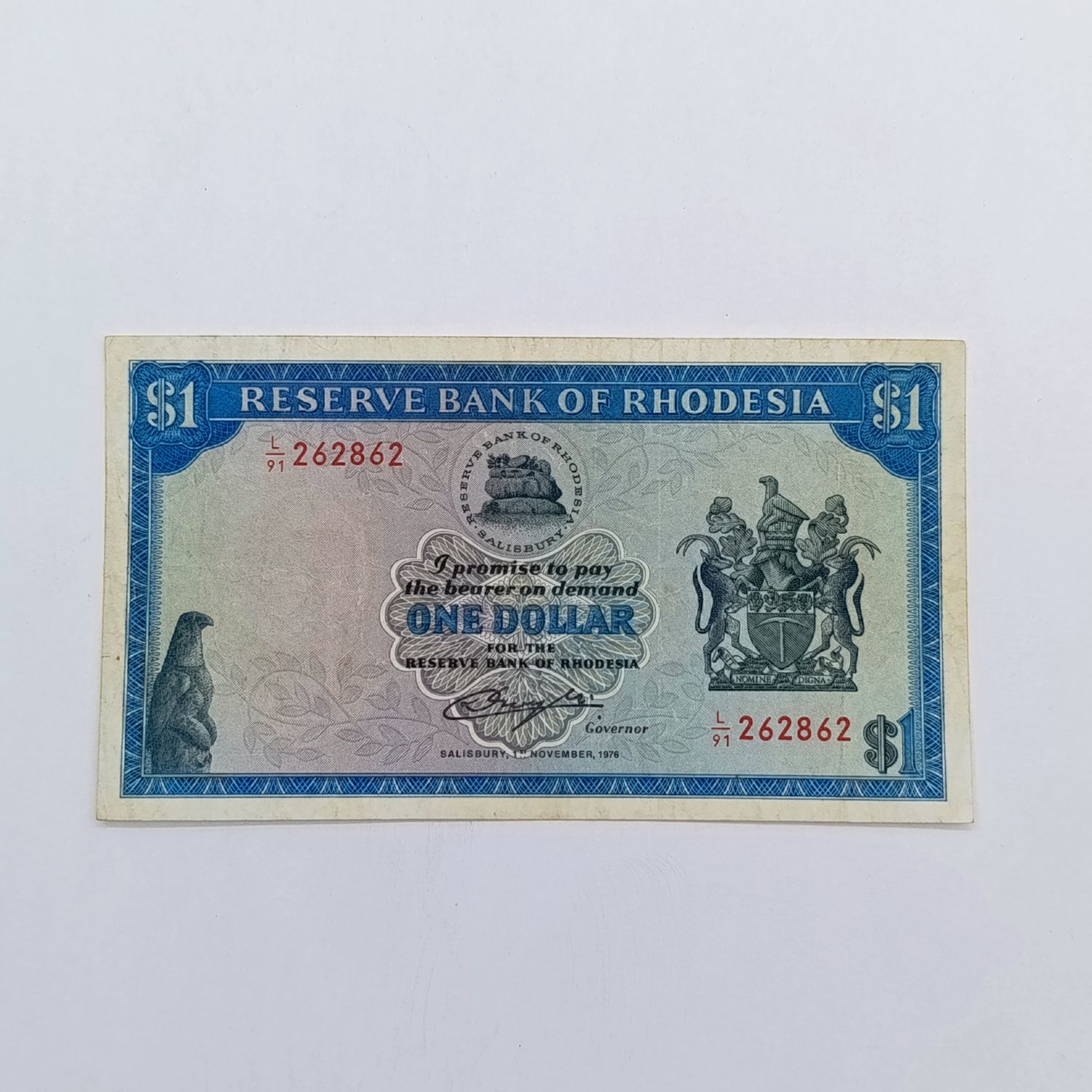 Rhodesia One dollar banknote 1 Nov 1976 - VF+
