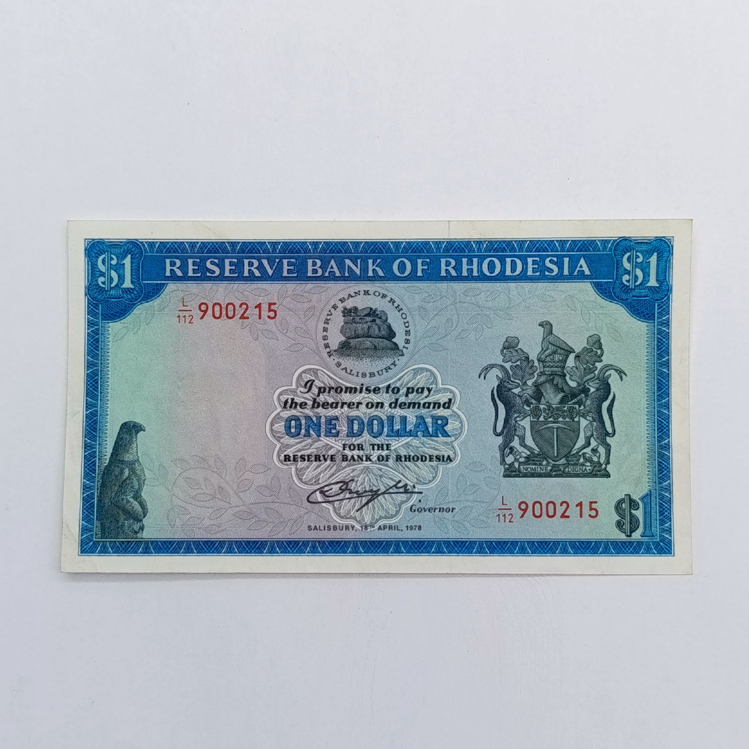 Rhodesia One dollar banknote 18 April 1978 AU