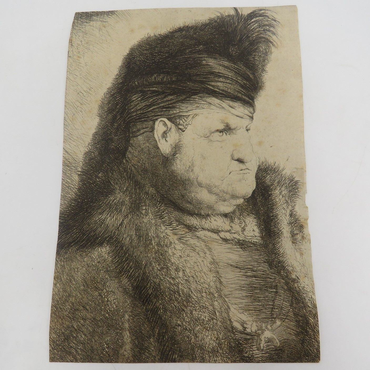 Antique Etching of Bust of an oriental man by Jan Lievens