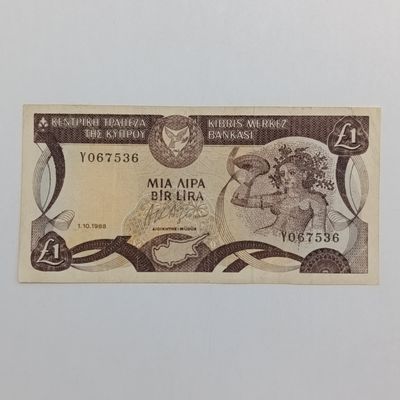 Cyprus 1 pound VF banknote 1988
