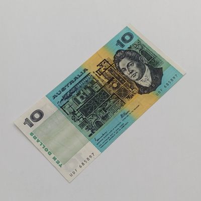 Australia 10 Dollar banknote VF+ Johnson Fraser