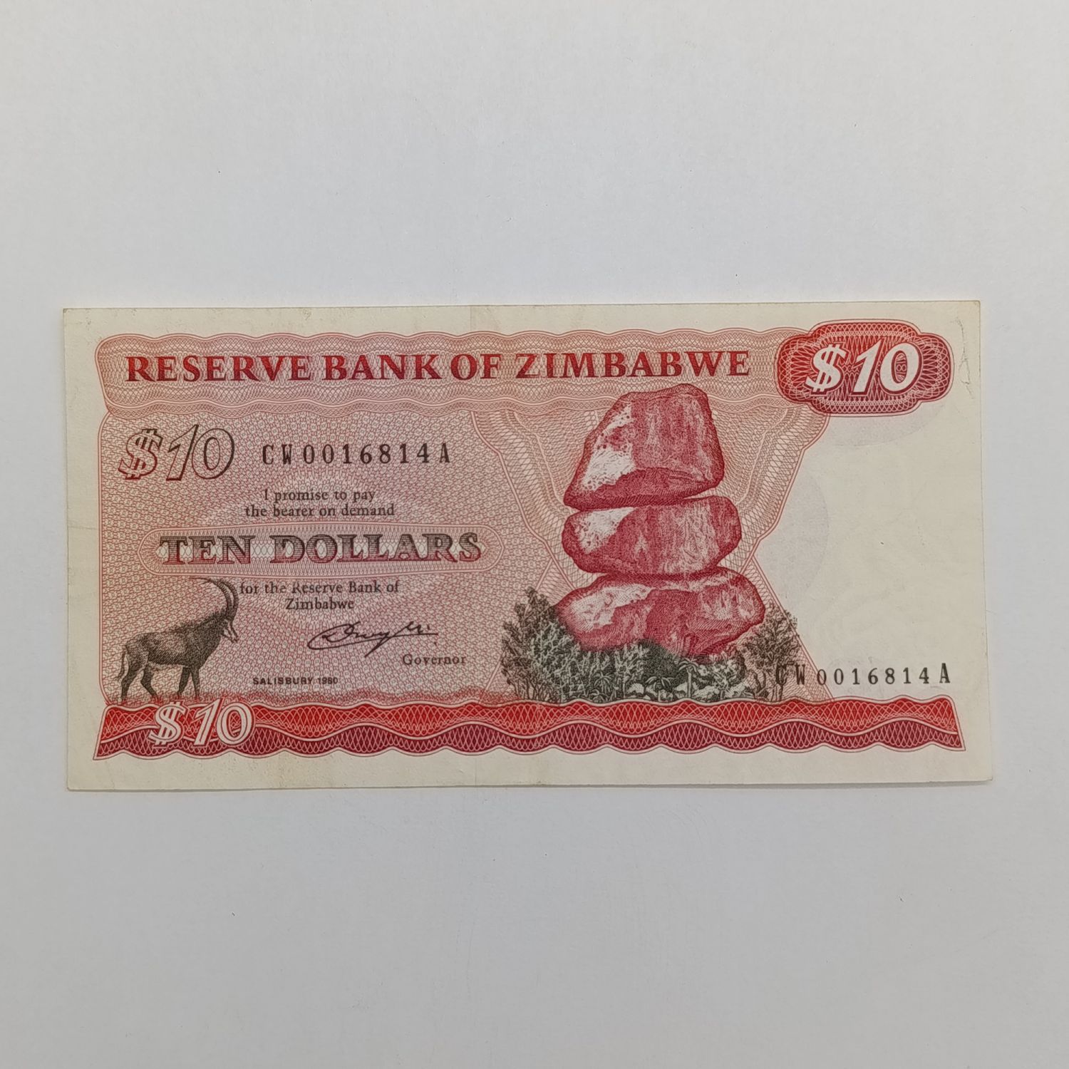 Zimbabwe $10 replacement note AU - CW series