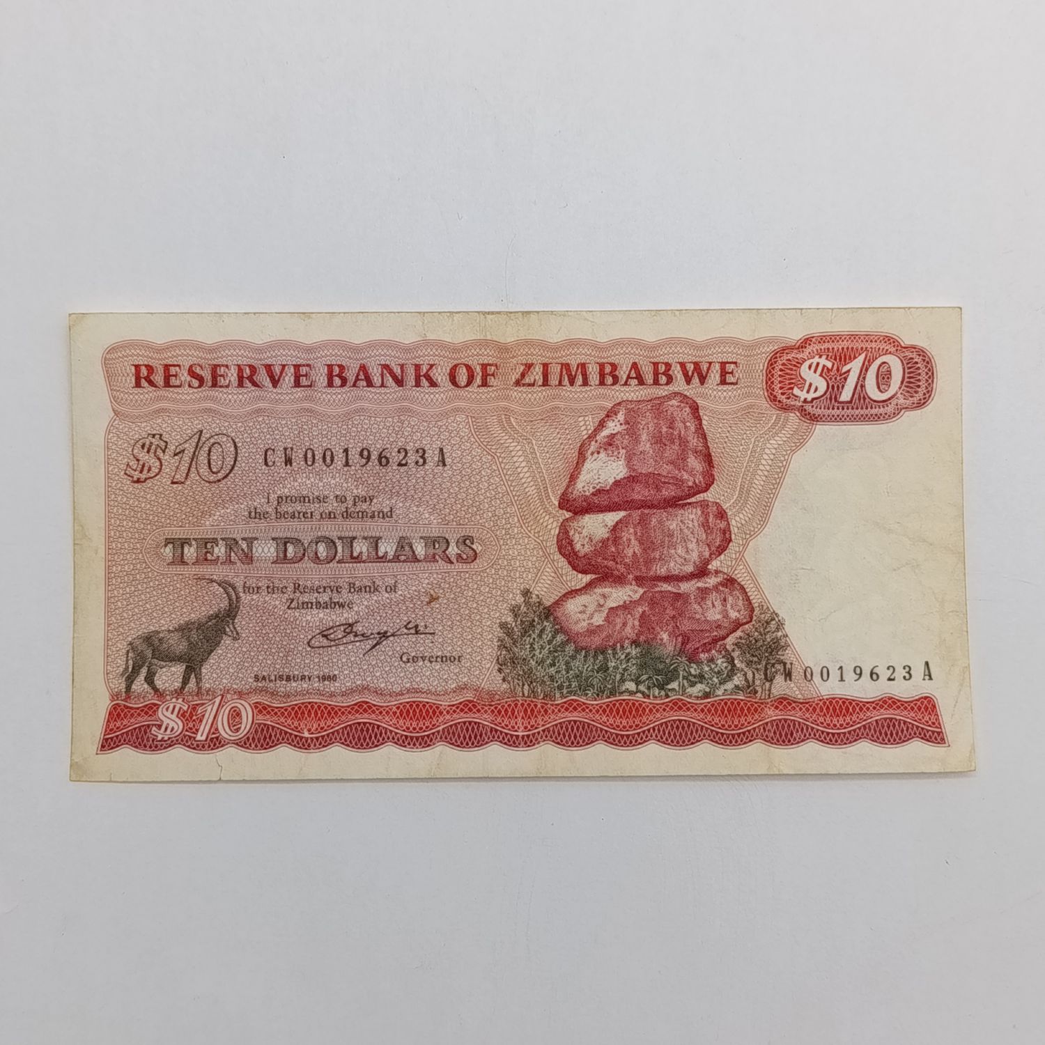 Zimbabwe $10 Replacement note cw series VF