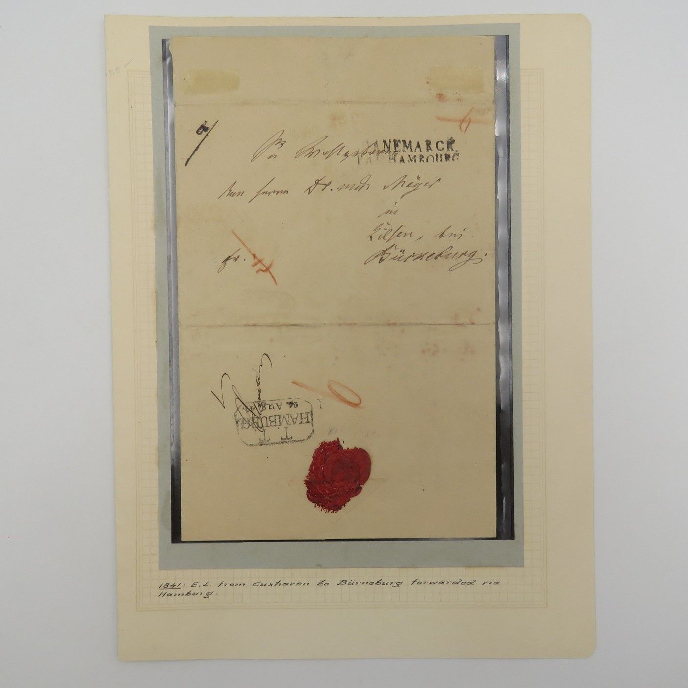 1841 Early Letter from Cuxhaven (Lower Saxony) to Bürneburg forwarded via Hamburg