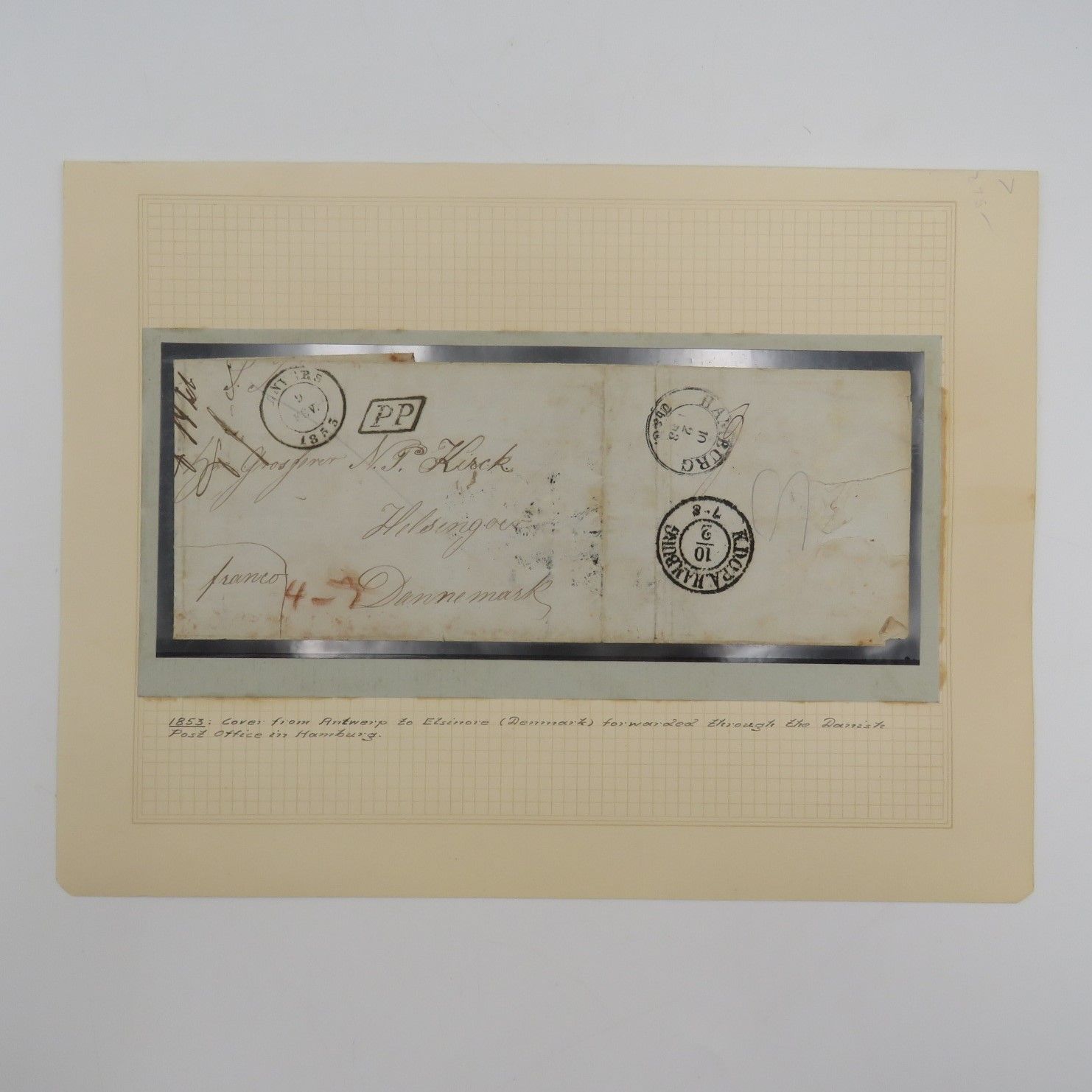 1853 Cover from Antwerp to Elsinore (Denmark) forwarded through the Danish Post Office in Hamburg.