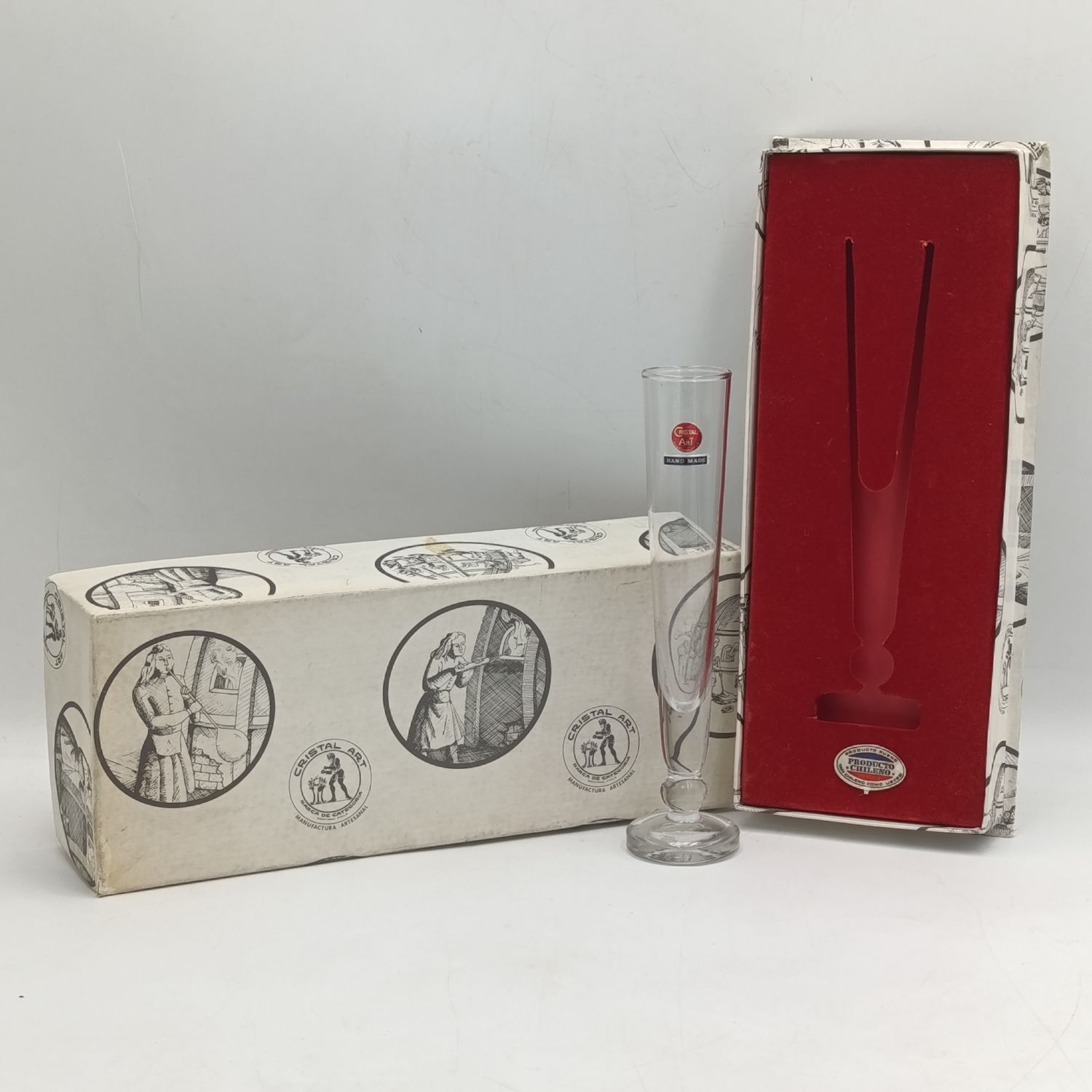 Vintage crystal flower vase made in Chile - in original box