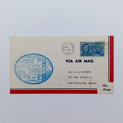 First Flight Cover Honolulu Hawaii to San Francisco California USA 1 May 1947 with 5c USA stamp