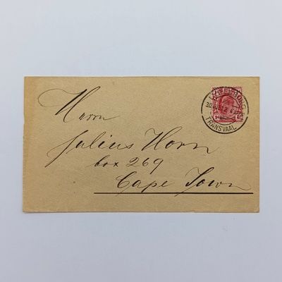 Postal History Letter from Lydenburg Transvaal to Cape Town 30 July 1912 with 1d Transvaal stamp attractive cover