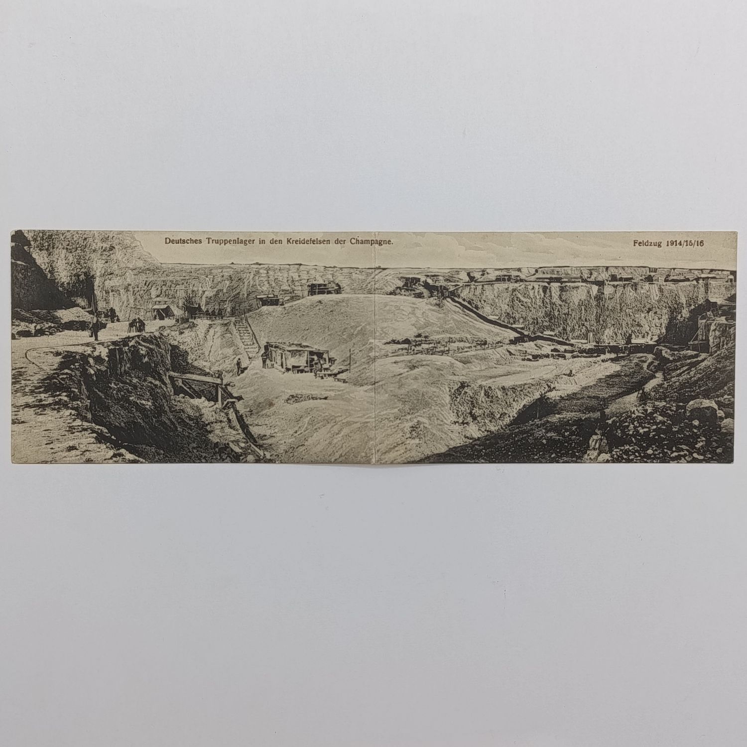 WW1 Field Postcard German troops camp in Champagne - Fold open card unused