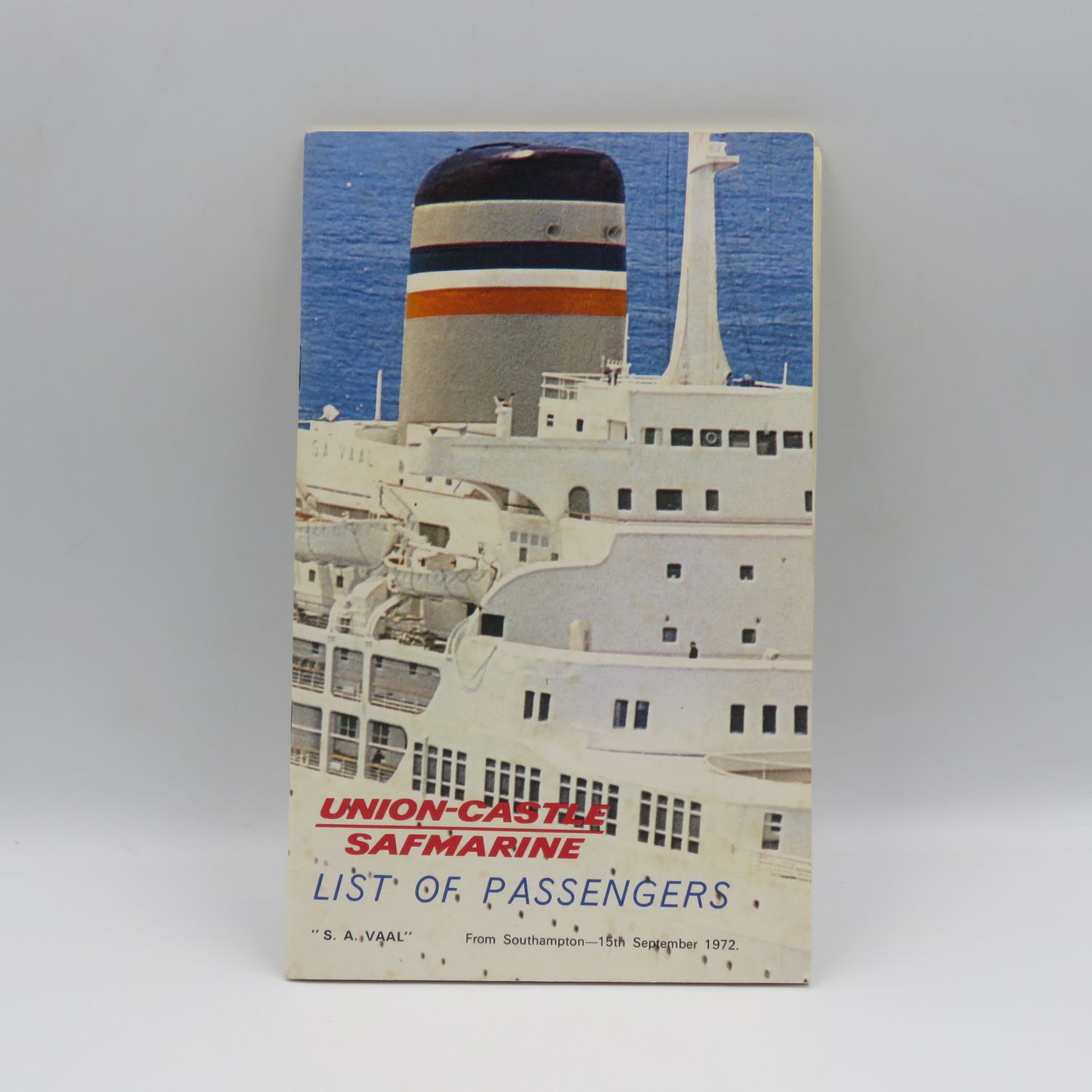 Union-Castle SAFMarine S.A Vaal 15 September 1972 List of passengers