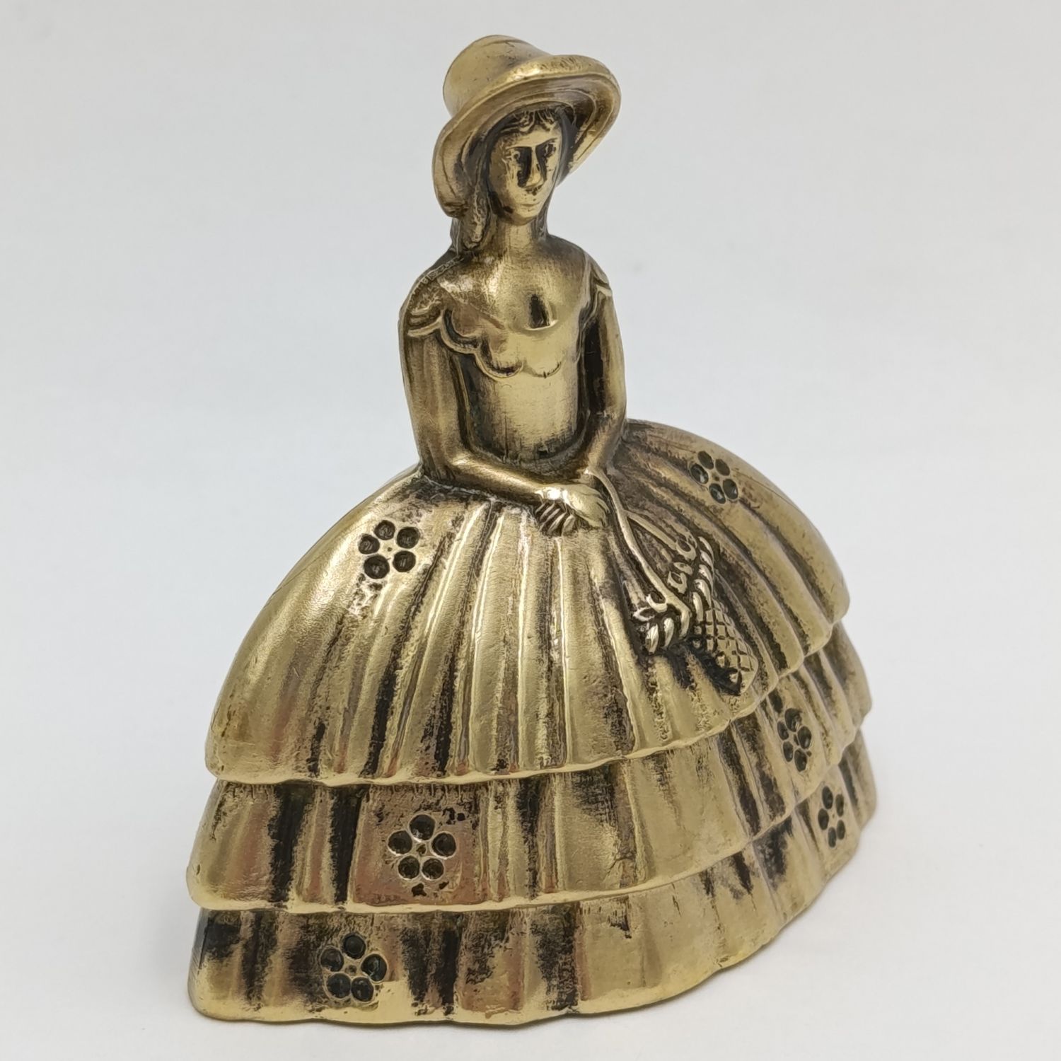 Vintage Brass Lady with dress bell
