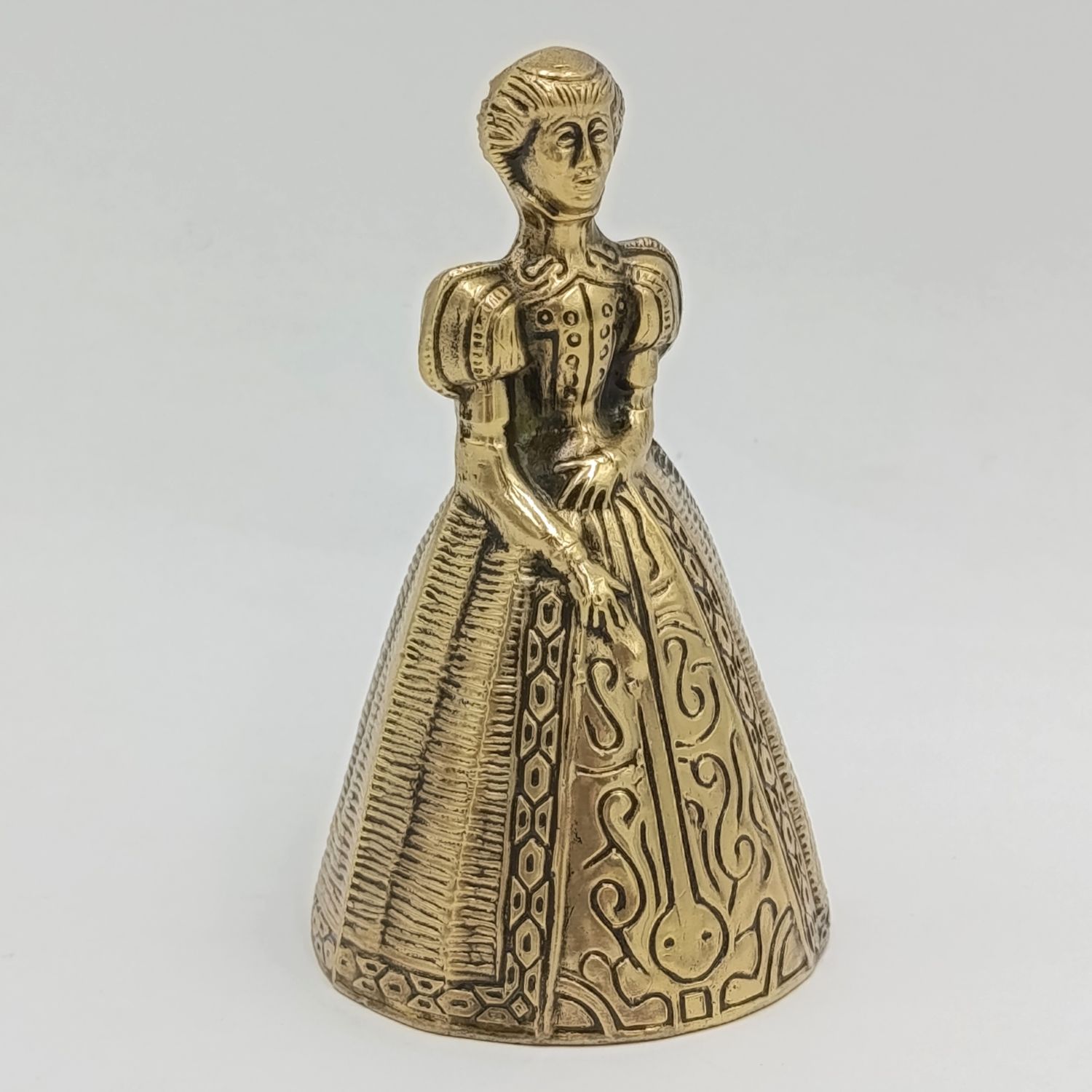 Vintage Brass Bell Lady with dress