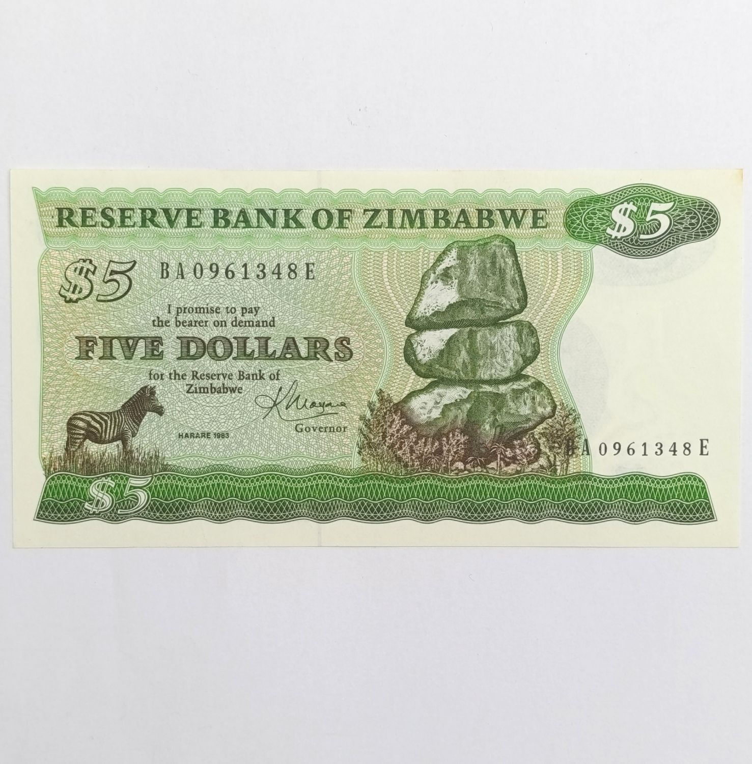 Zimbabwe 1983 Harare $5 uncirculated Pick 2c banknote