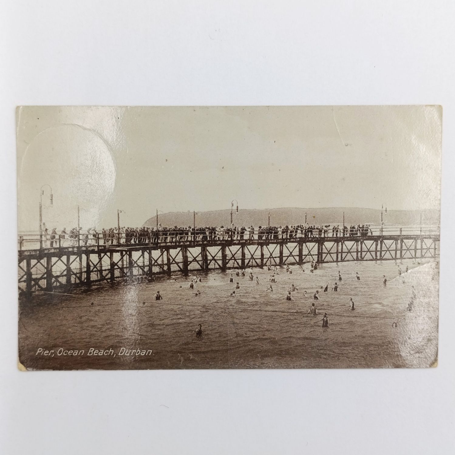 Postcard with picture of Ocean Beach Pier, Durban - Superb Howick cancel, 16 August 1914